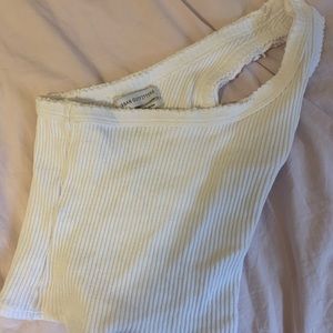 UO ribbed white one strap top